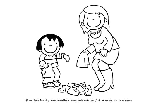 Anna helpt met de was