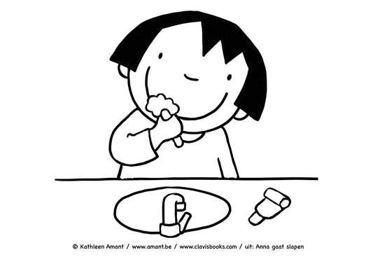 Anna poetst haar tanden