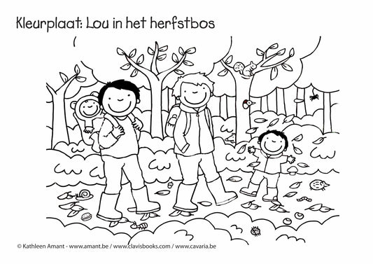Kleurplaat: Lou in het bos