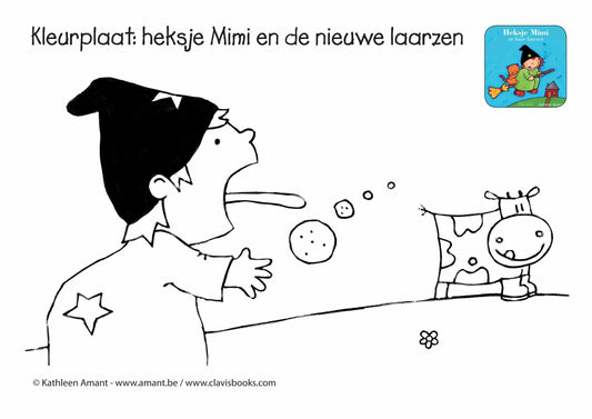 Kleurplaat: Heksje Mimi en de nieuwe laarzen