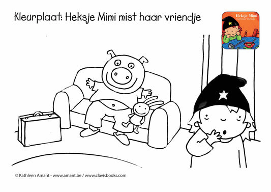 Kleurplaat: Heksje Mimi mist haar vriendje