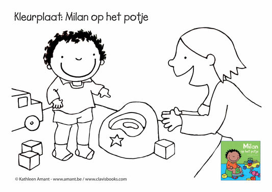 Kleurplaat: Milan op het potje