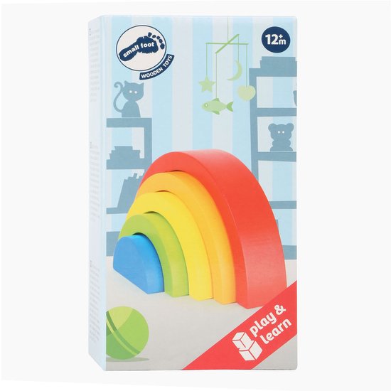 Verpakking van de small foot houten regenboog bouwblokken, geschikt vanaf 12 maanden