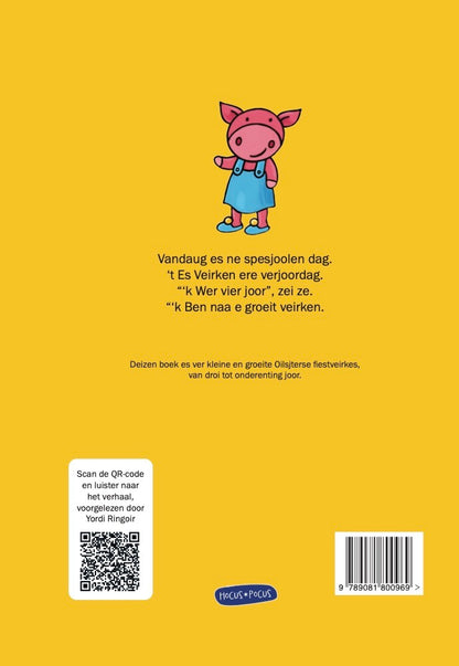 Backcover fiestveirken - Oilsjters prentenboek van Kathleen Amant