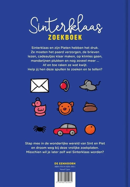 Backcover van het Sinterklaas zoekboek kartoneditie van Kathleen Amant