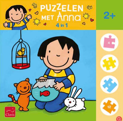 Puzzelen met Anna. 4-in-1-puzzel dieren