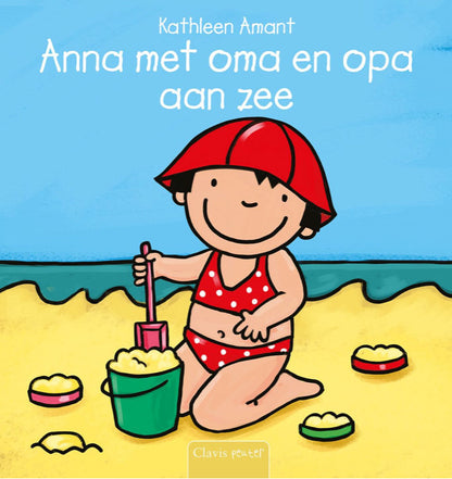 Anna met oma en opa aan zee
