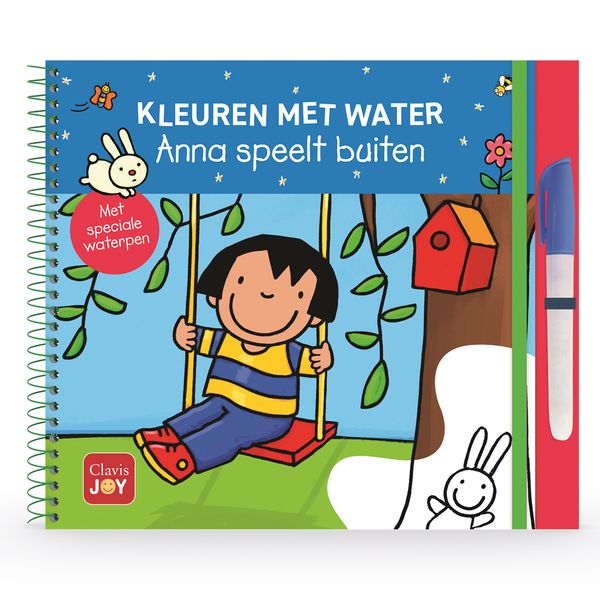 Cover kleuren met water. Anna speelt buiten