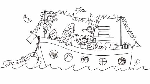 Patroon voor raamtekening: pakjesboot Klaasje