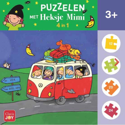 Puzzelen met Heksje Mimi. 4-in-1 puzzel