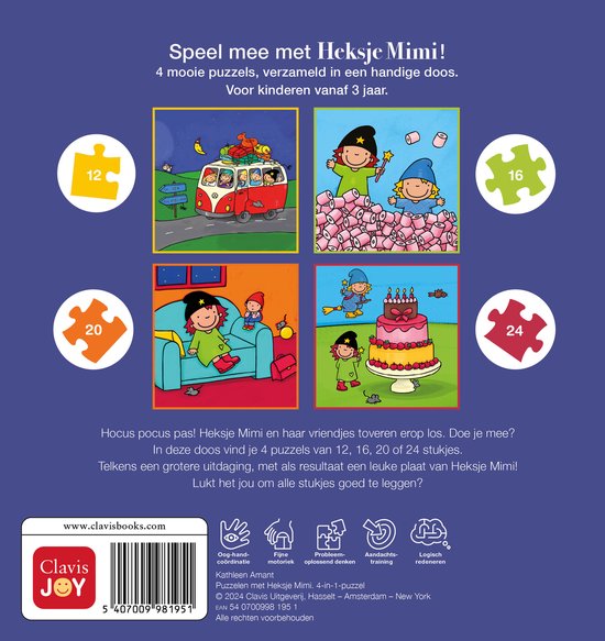 Puzzelen met Heksje Mimi. 4-in-1 puzzel