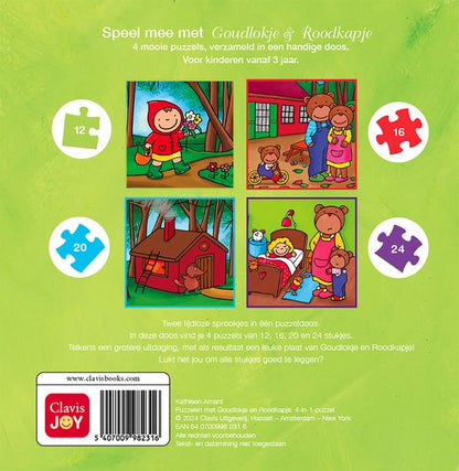 Puzzelen met Goudlokje en Roodkapje. 4-in-1 puzzel